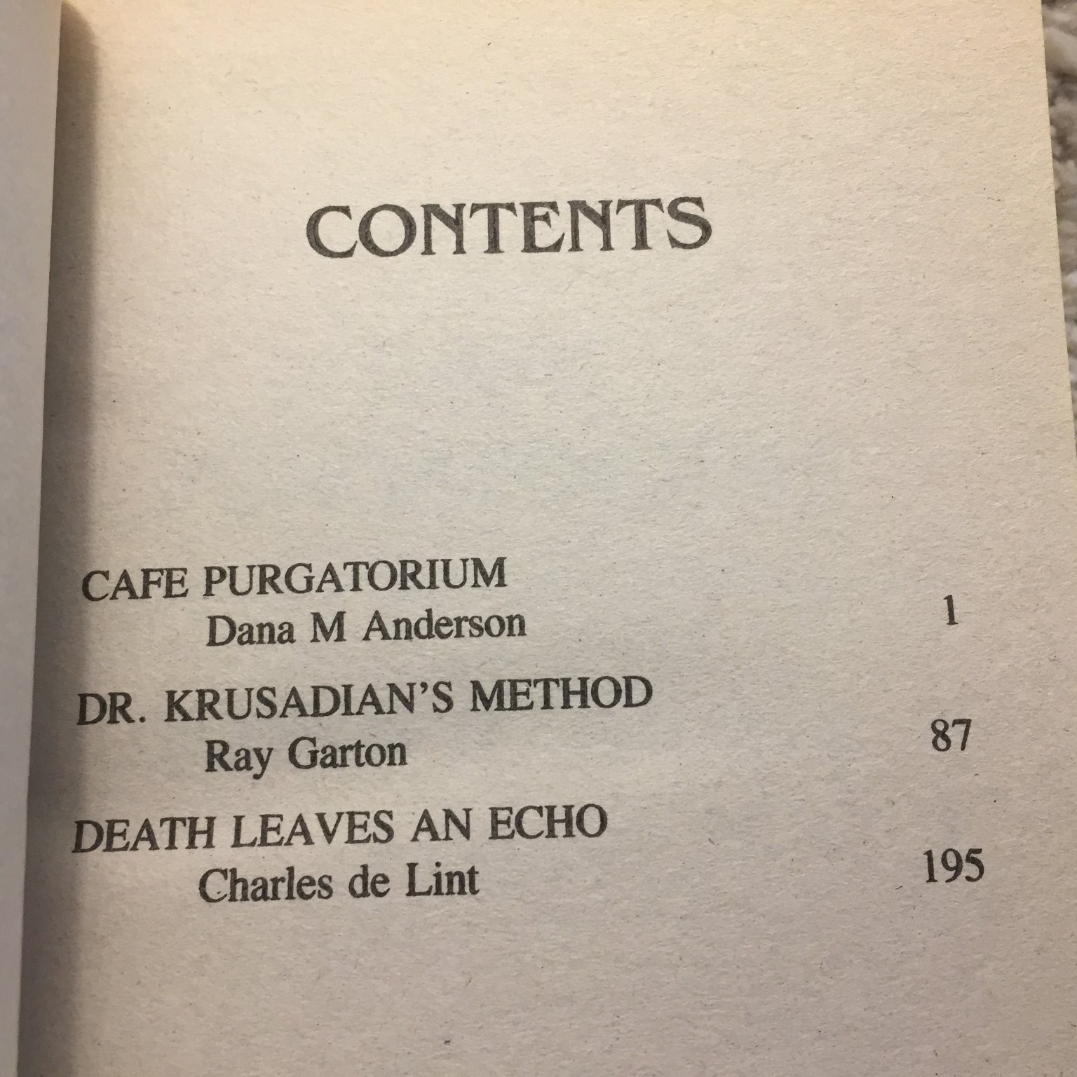 Cafe Purgatorium Dana Anderson 1993 TOR Dark Fantasy Horror Paperback Book