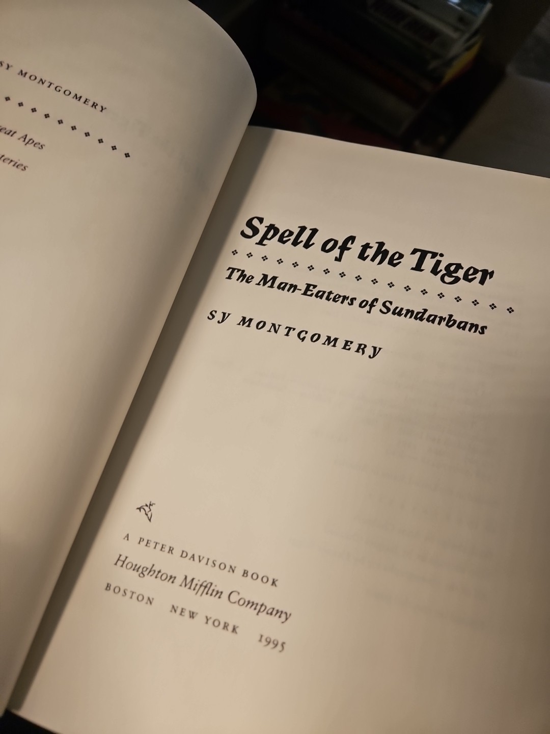 Sy Montgomery Spell of the Tiger The ManEaters 1st Ed 1995 HC DJ VG Cond G1