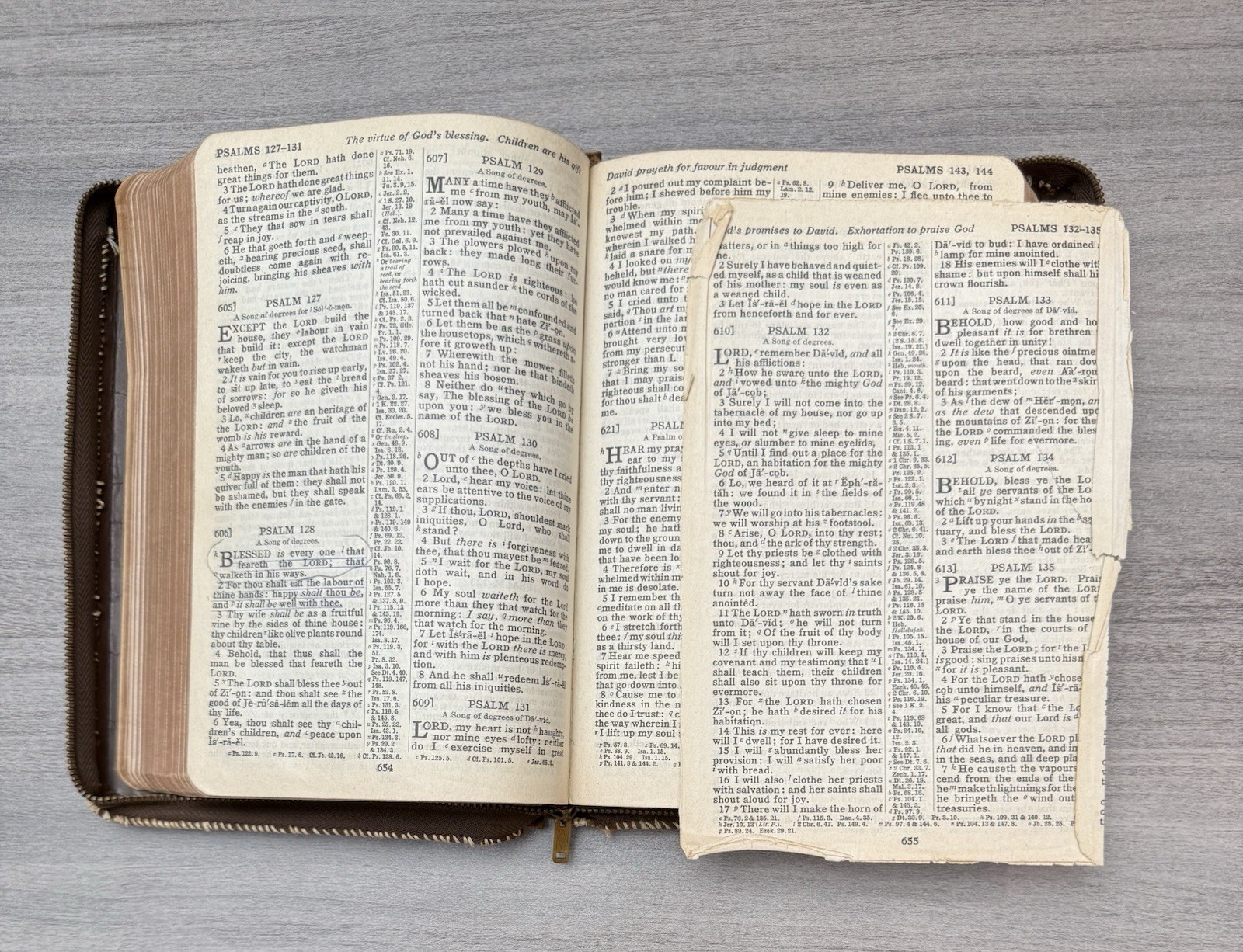 Oxford KJV Bible Brown Basketweave LEATHER Zipper; 1948; Red Letter; Illustrated