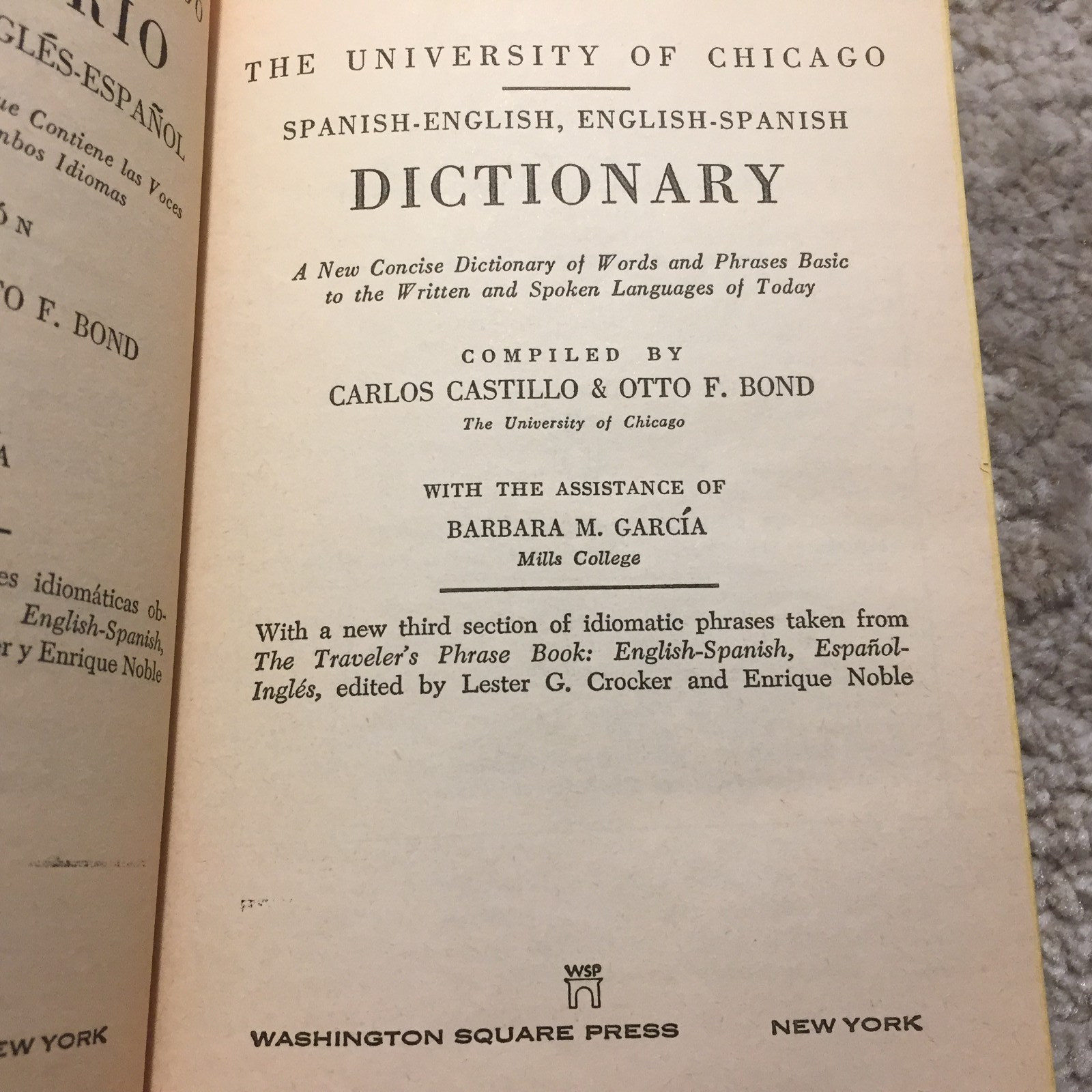 The University Of Chicago Spanish English English Spanish Dictionary Otto F Bond