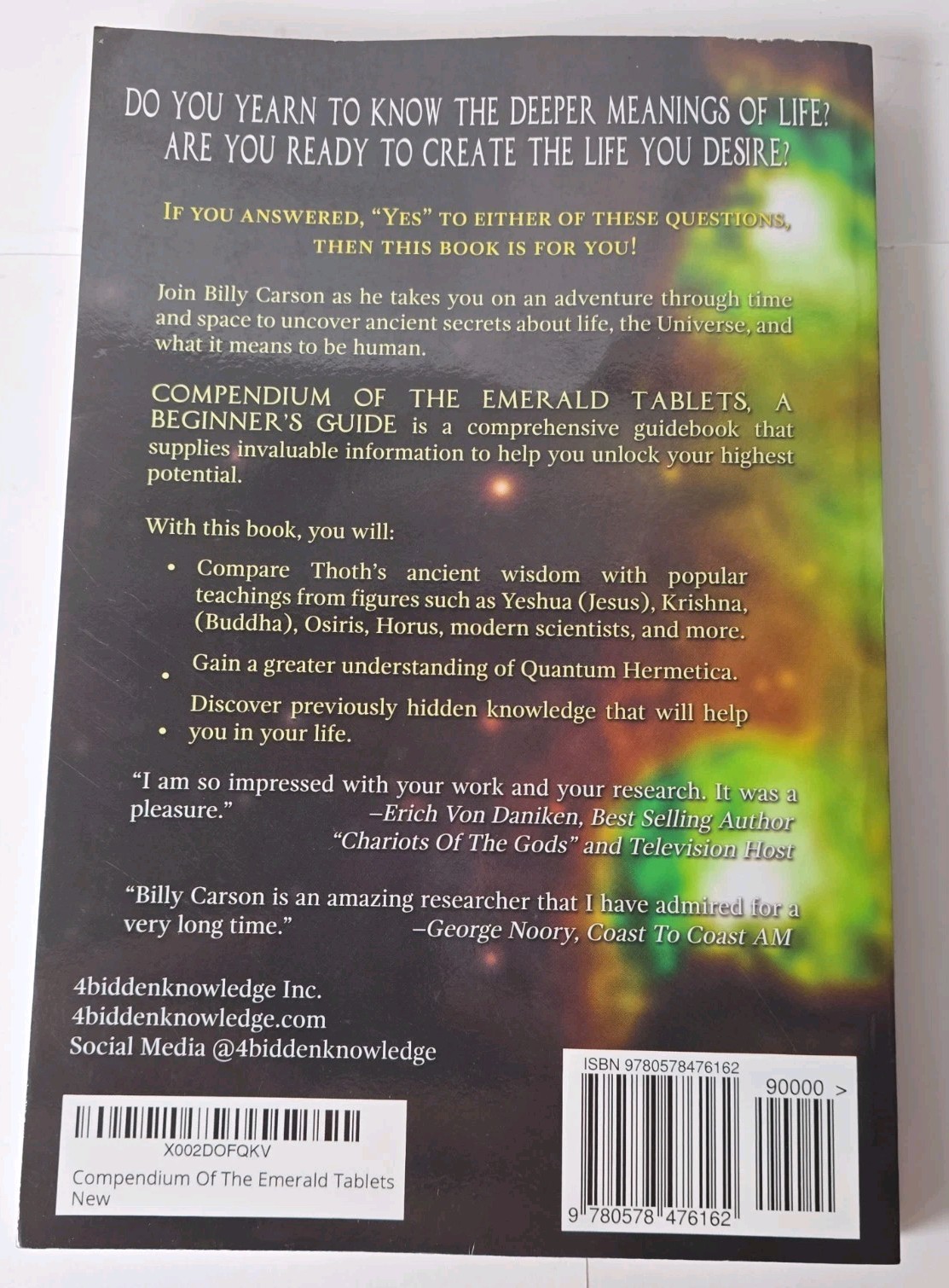 Compendium of the Emerald Tablets: A Beginner’s Guide by Billy Carson Signed