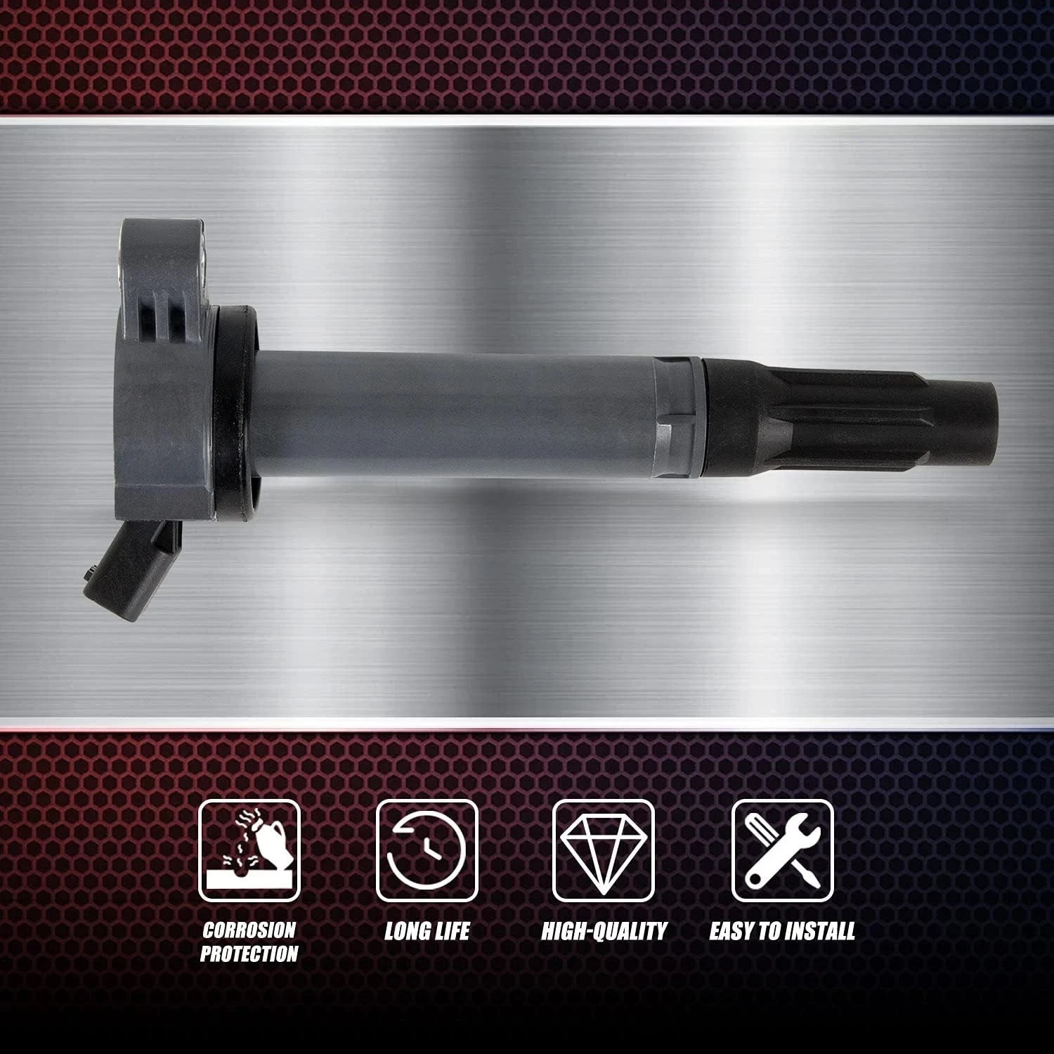 Ignition Coil Pack UF487 & Iridium Spark Plug Compatible with Toyota Sienna A…