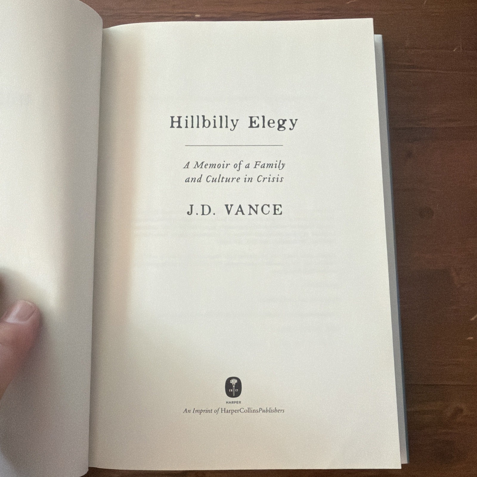 Hillbilly Elegy by J.D. Vance 2016 HC 1st Edition/16th Printing