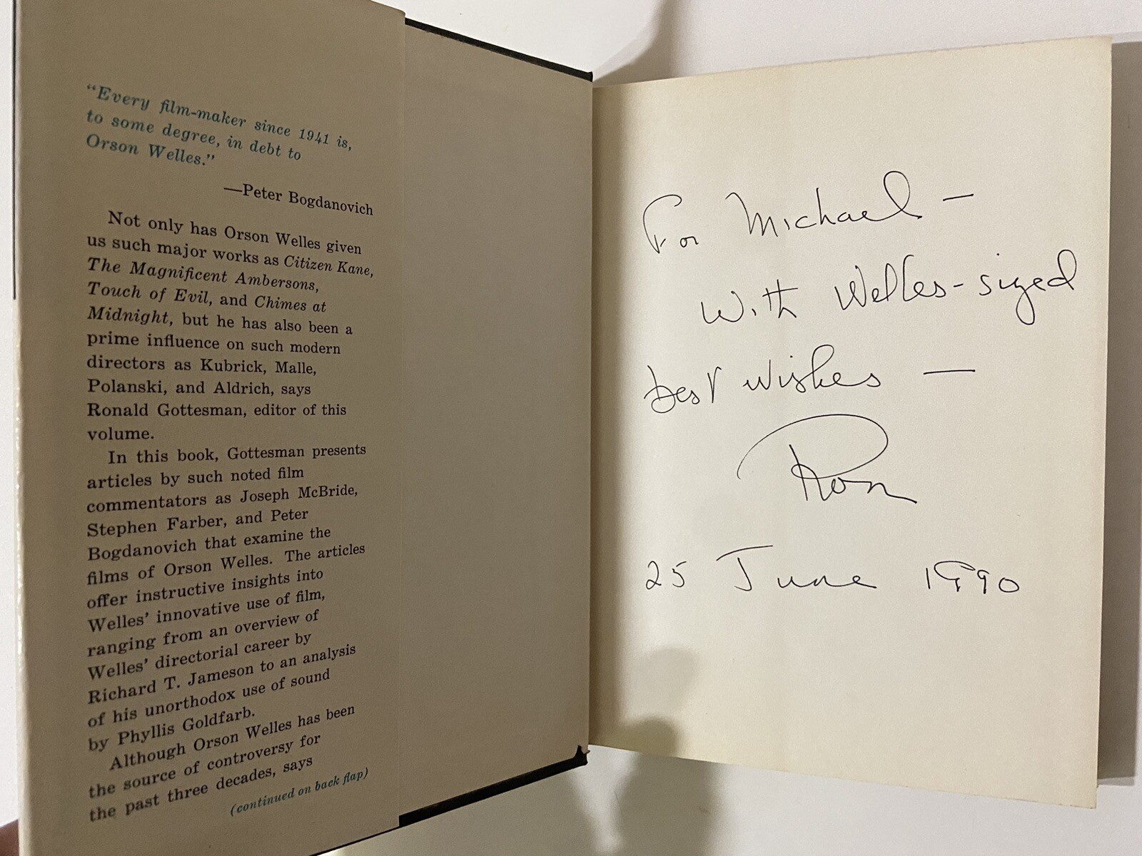Focus on Orson Welles by Ronald Gottesman (1976 SIGNED 1st Hardcover)
