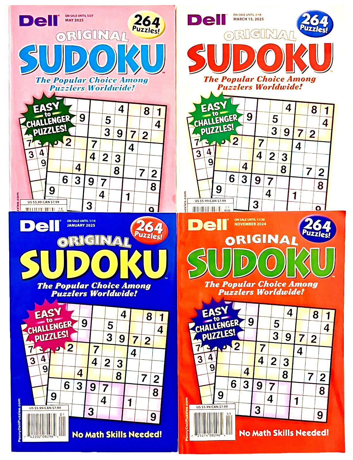 NEW Lot of 4 Penny Press Dell Sudoku Easy Special Original Puzzle Books