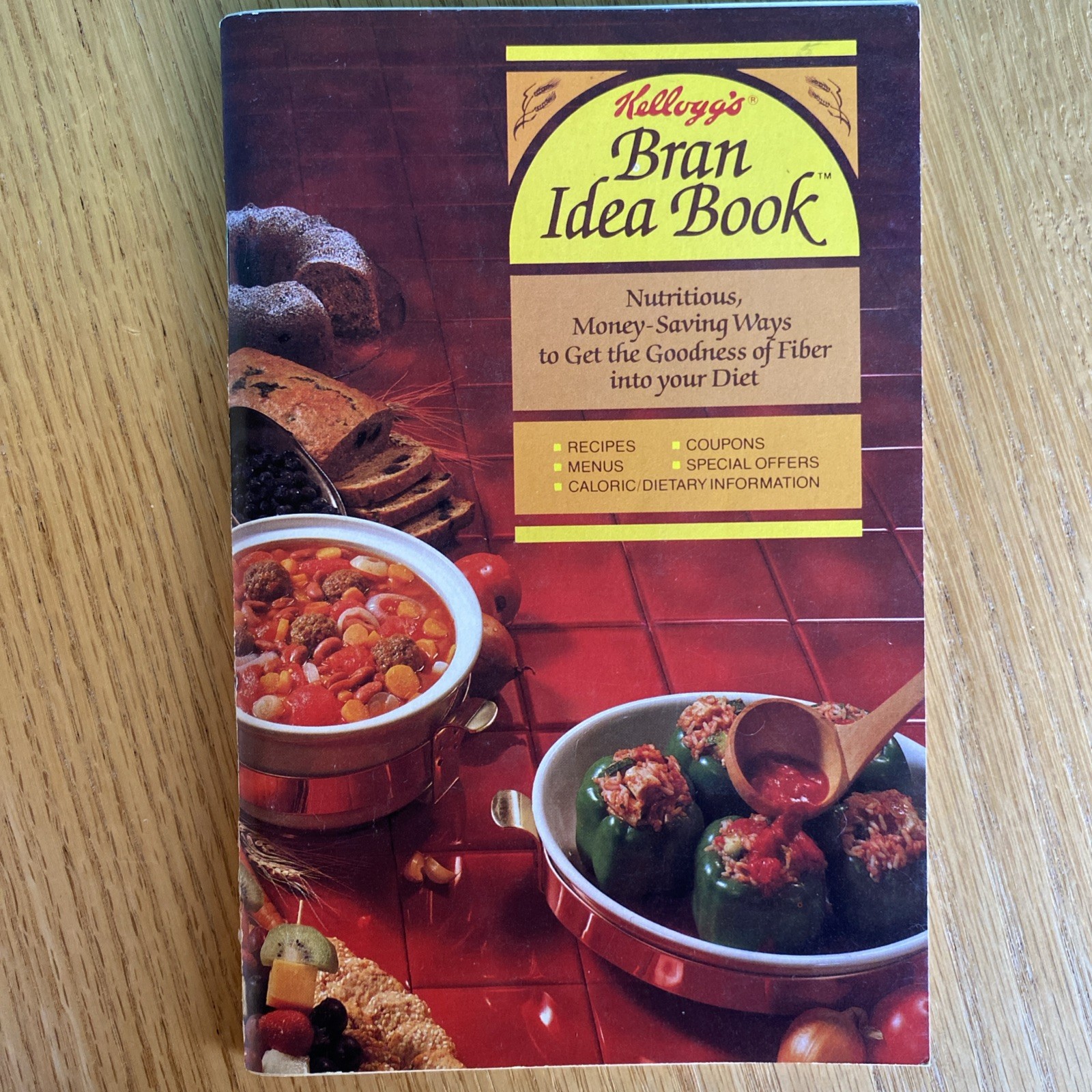 Vintage Kelloggs Bran Idea Book 1982 Recipes Soft Cover 75 pages, Charts, Info