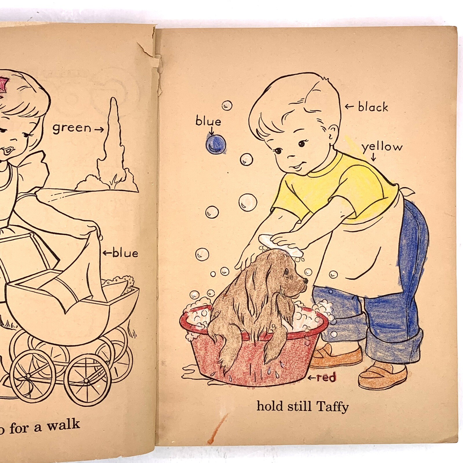 Vintage Coloring Book 1959 Merrill Good Time Paint Book Used 10 of 250 Pages