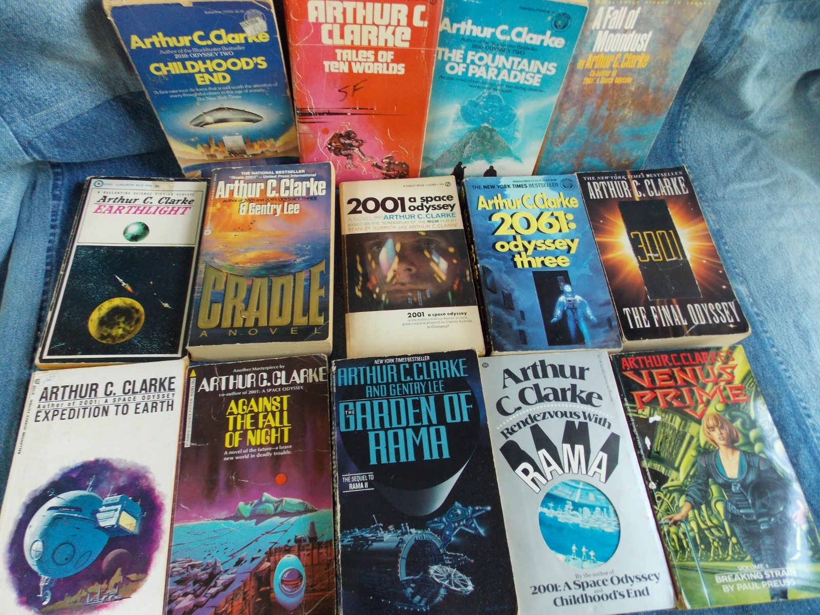 Arthur C Clarke Sci Fi Paperback Book Lot or 14 Vintage