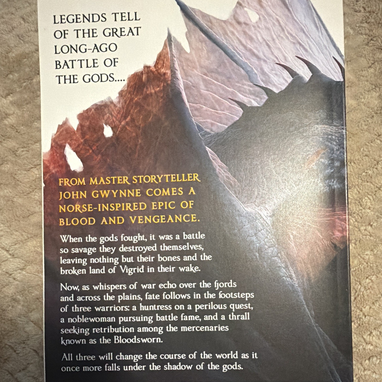 John Gwynne – The Shadow of the Gods Paperback Fantasy Fiction Novel
