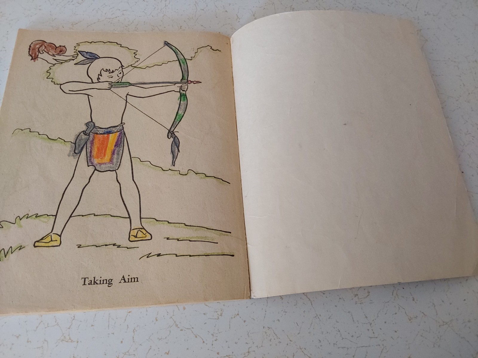 1958 “All About Indians” COLORING BOOK by Whitman (some pages colored)