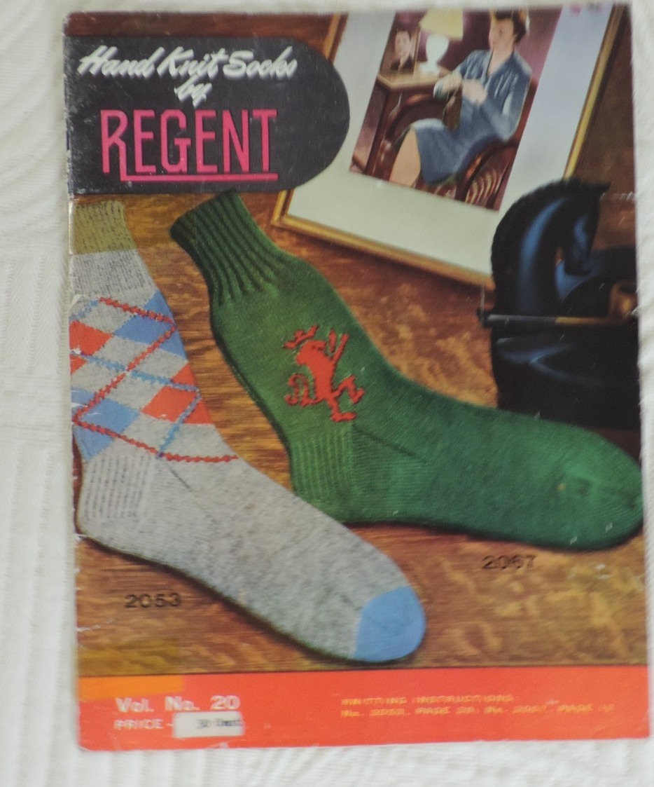 2 Knitting Socks Magazines #20/#340 Women/Men/Child Slippers/Sweater 1950s