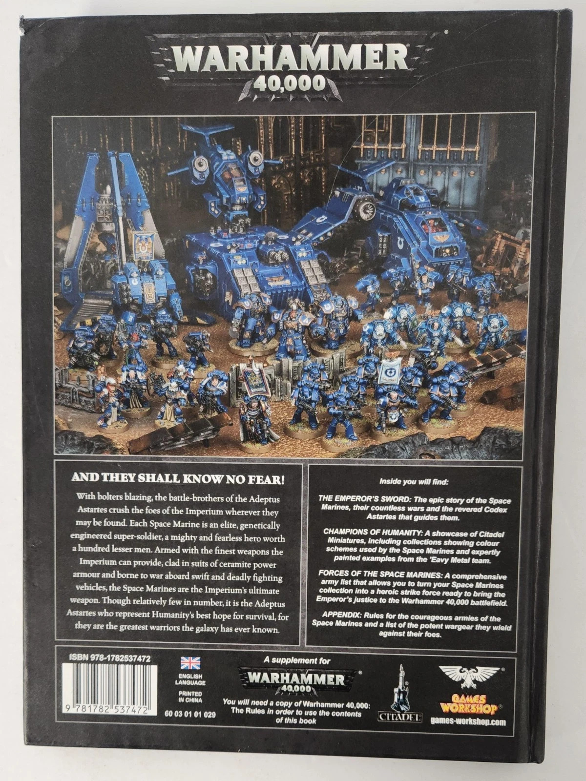 Warhammer 4000 40k CODEX SPACE MARINES ADEPTUS ASTARTES Hardback (2015)