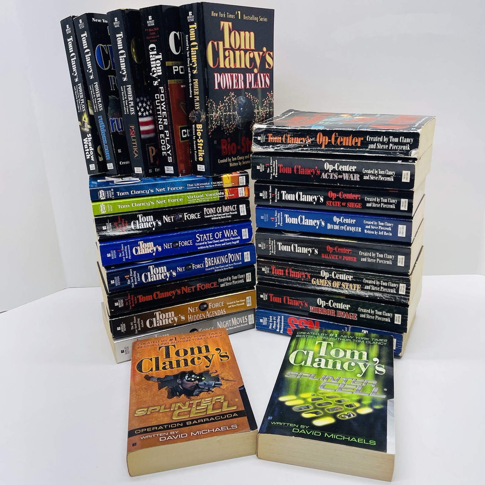 Lot of 23 Tom Clancy Paperbacks Splinter Cell, Op-Center, Power Plays, Net Force