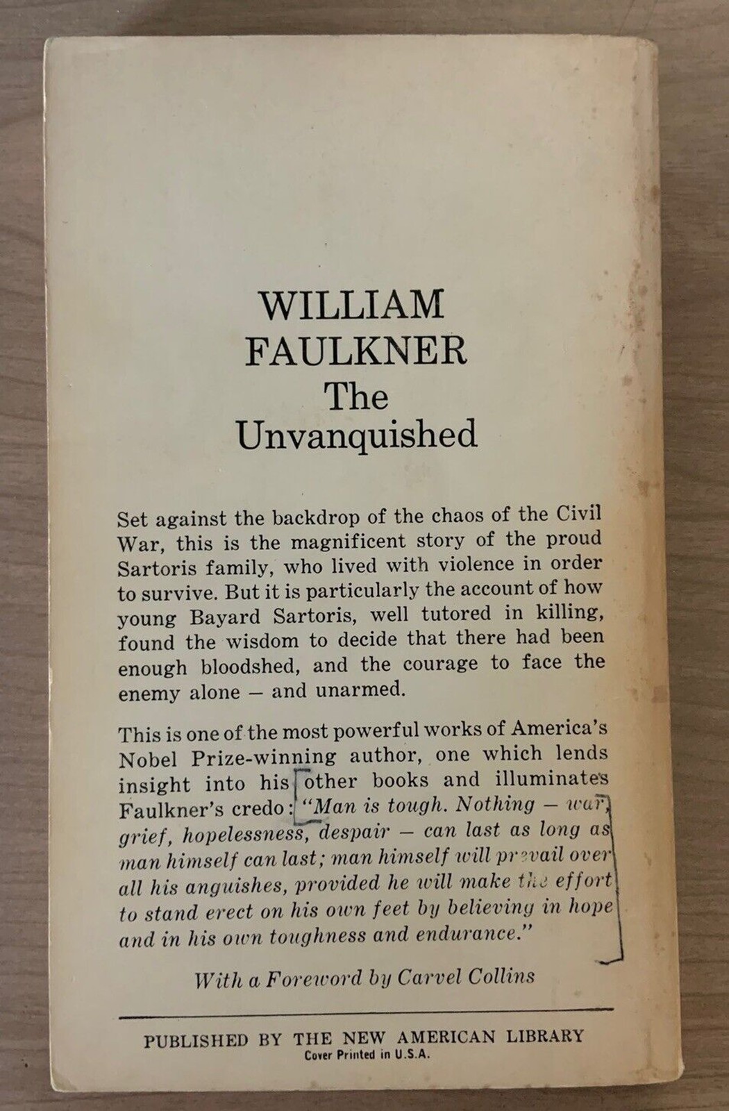 The Unvanquished by William Faulkner 1962 Vintage Paperback Book Signet Classic