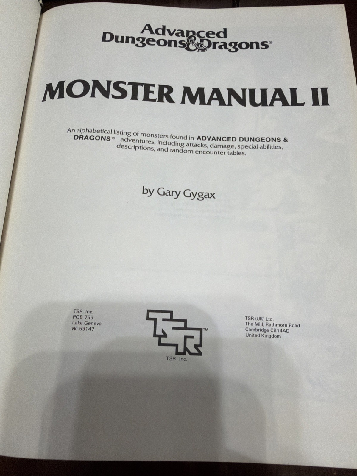 Monster Manual II 2 (Advanced Dungeons & Dragons) 1983 Gary Gygax TSR 2016