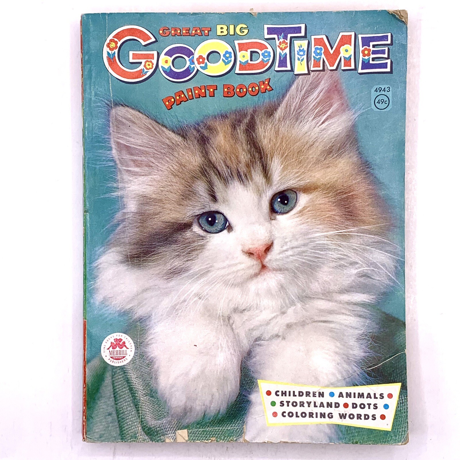 Vintage Coloring Book 1959 Merrill Good Time Paint Book Used 10 of 250 Pages