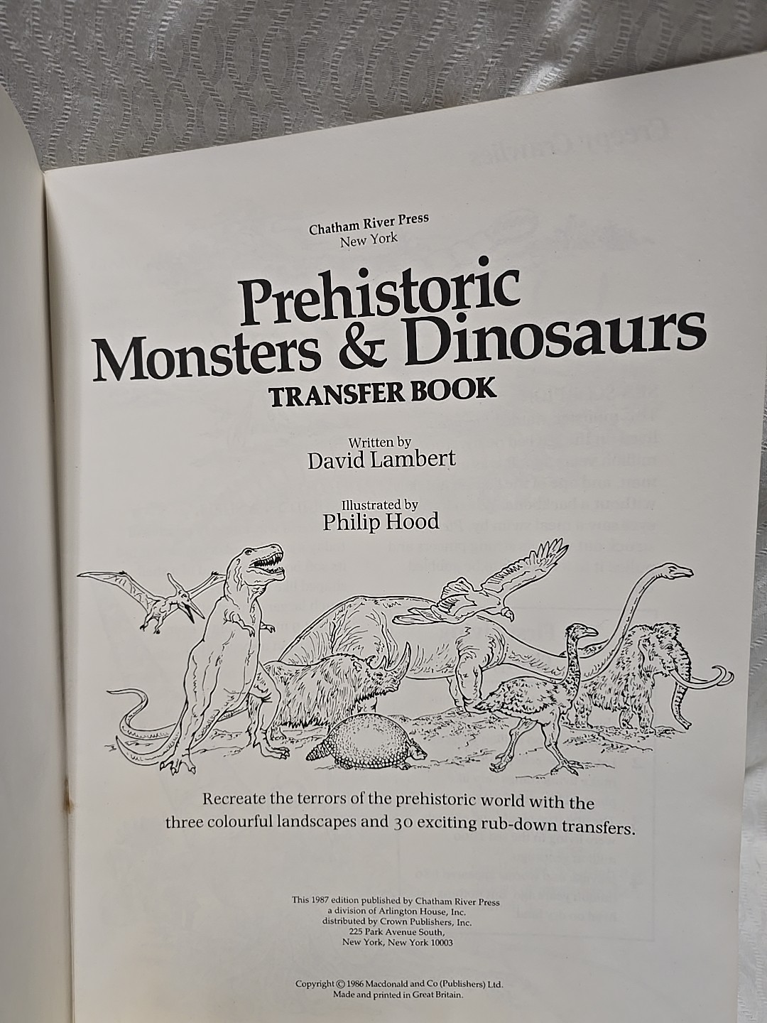 Prehistoric Monsters And Dinosaurs Transfer Book With Rub-off Transfers