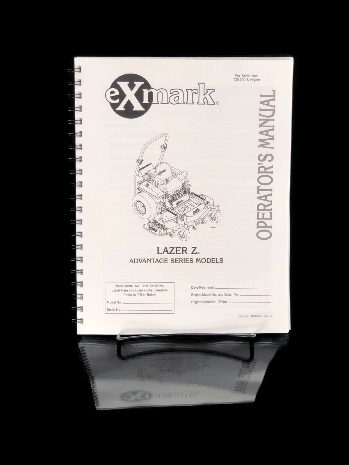 eXmark Lazer Z AS Operators Manual & Schematics LAS28KA524 For SN: 720,000 +