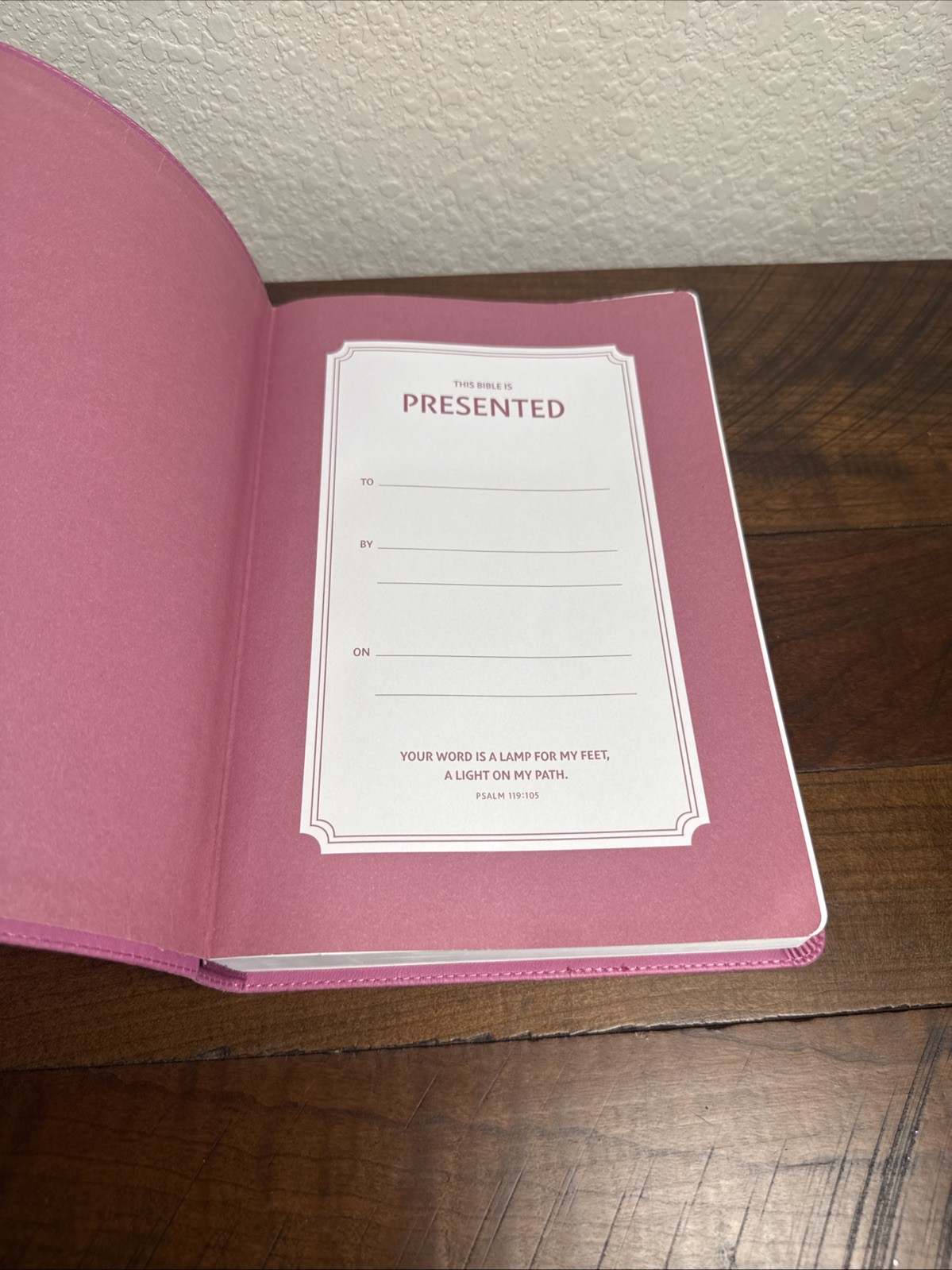 The Holy Bible Thinline NIV New International Version Large Print pink leather