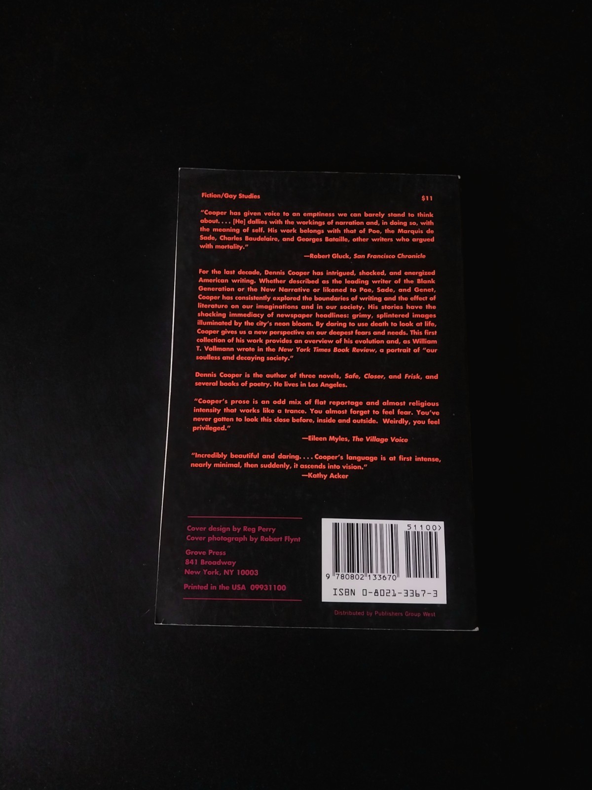 Dennis Cooper – Wrong – Grove Press First Printing 1992