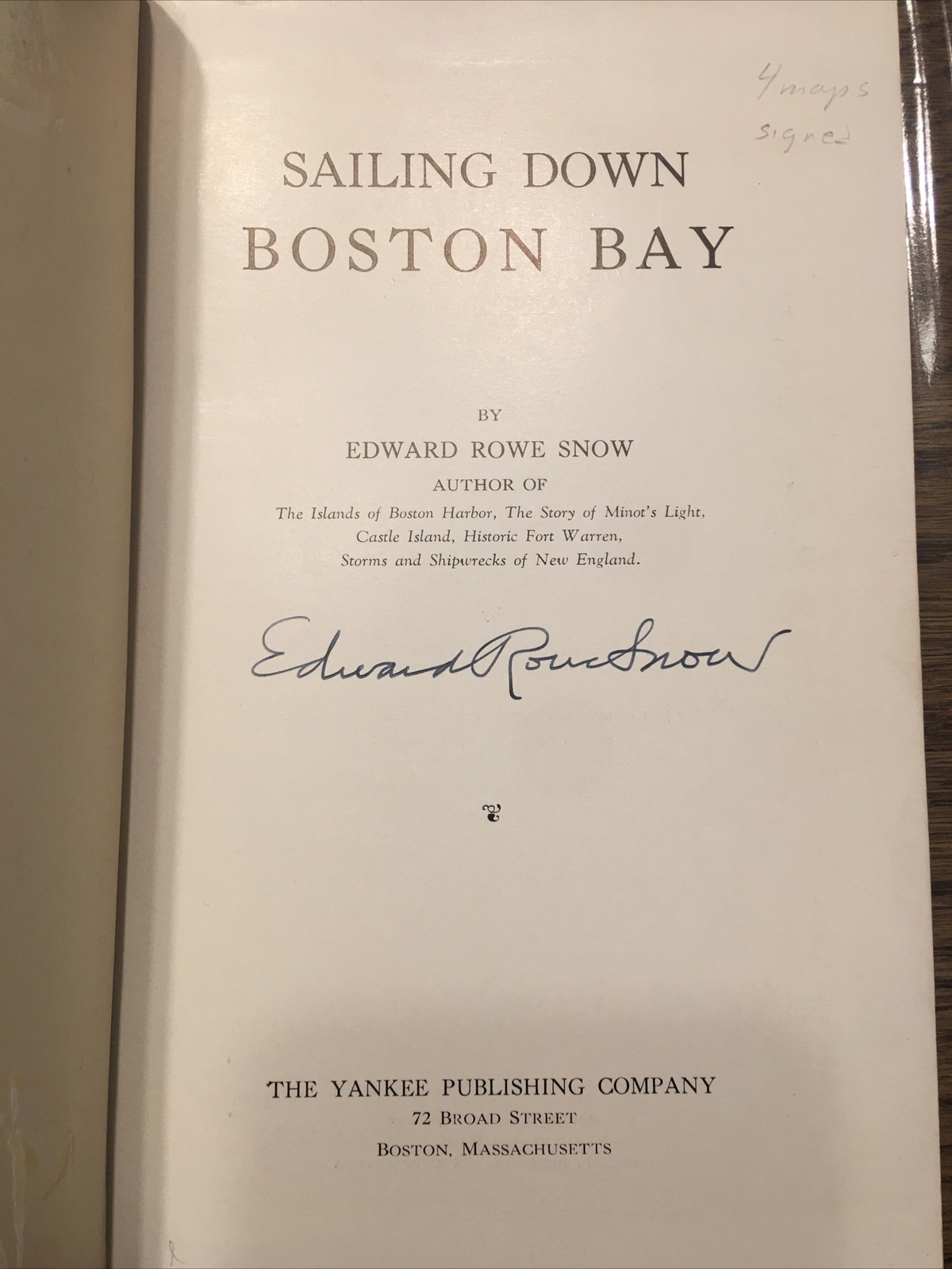 Vintage Boston MA 1941 “SAILING DOWN BOSTON BAY” Edward Rowe Snow SIGNED +4Maps