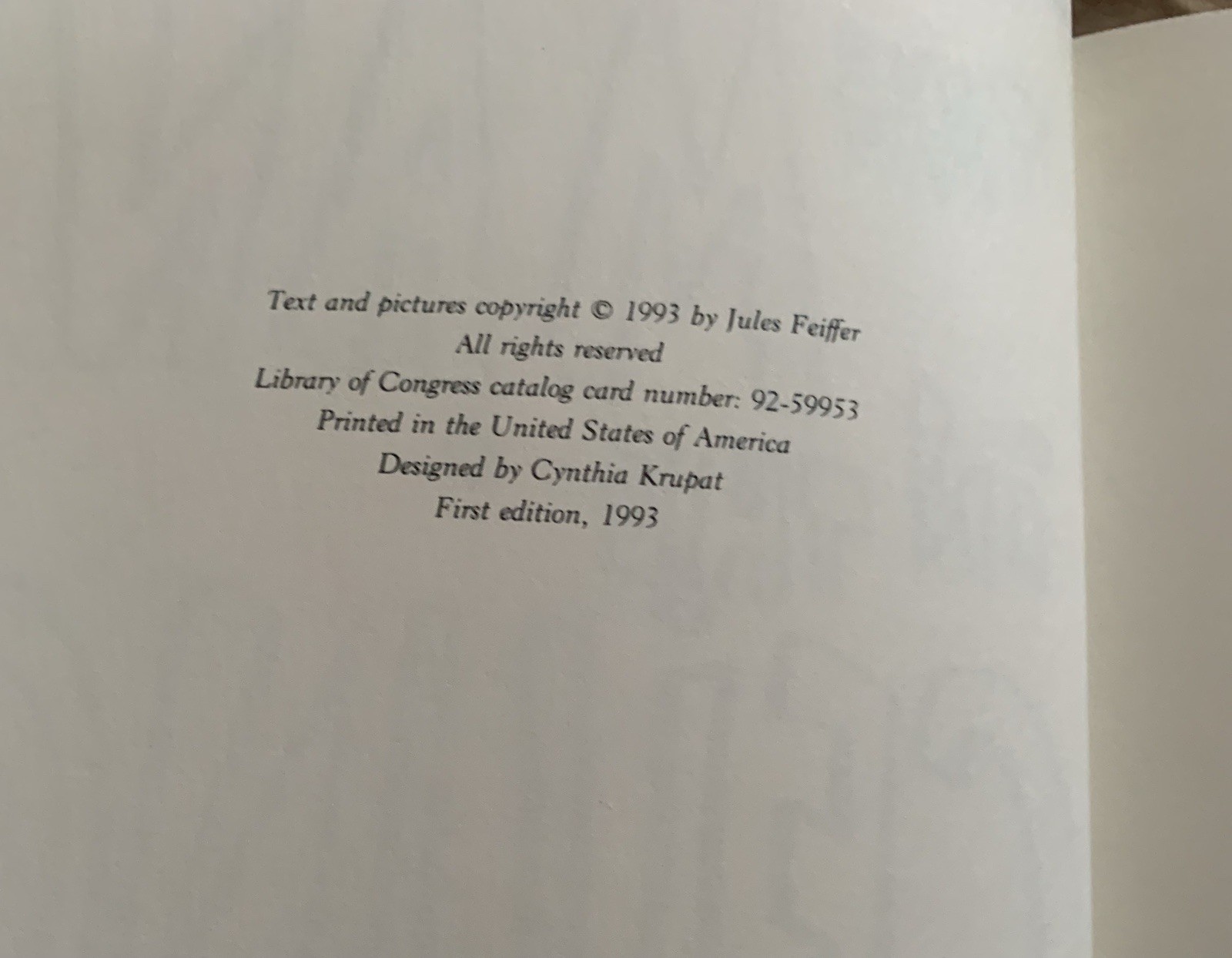 The Man in the Ceiling SIGNED by Jules Feiffer (1993, HCDJ 1st ed)