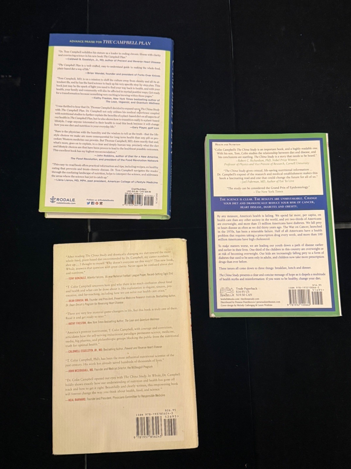 (3x SIGNED) The China Study, The Campbell Plan, & Whole by T. Colin Campbell