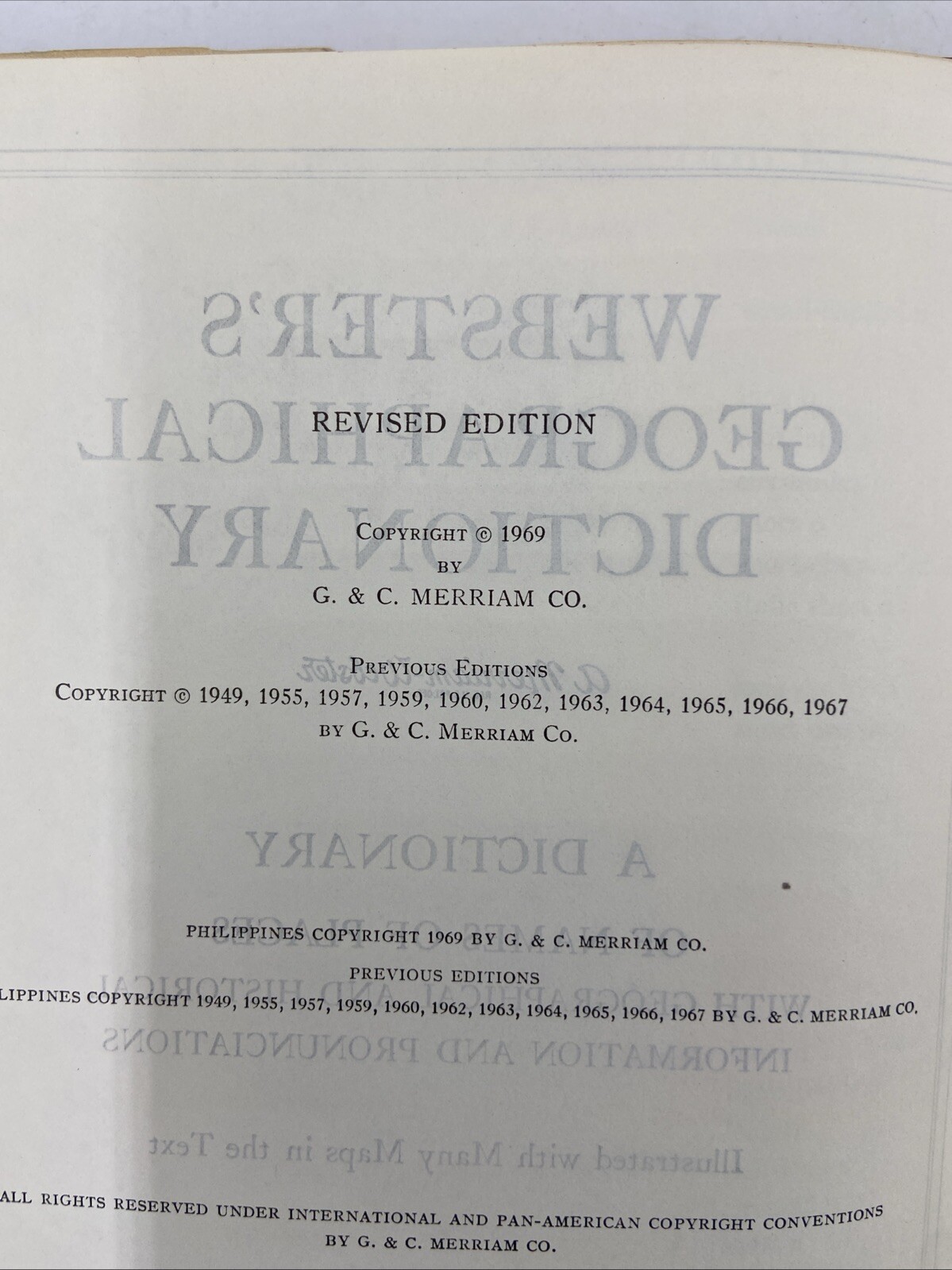 1967 ~ Webster’s Geographical Dictionary ~Thumb-Indexed Hardcover w/ Dust Jacket