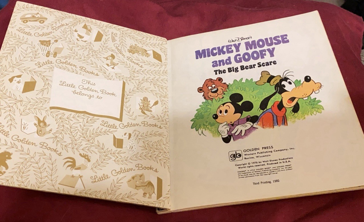 A Little Golden Book Mickey Mouse And Goofy The Big Bear Scare Vintage 1978