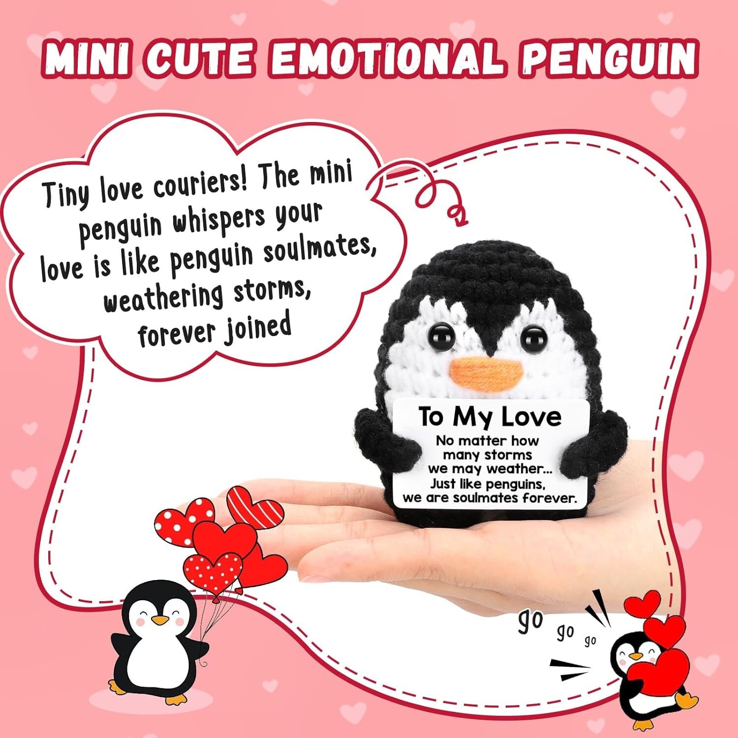 Adorable Crochet Penguin with Love Card – Perfect Gift for Boyfriend/Girlfriend