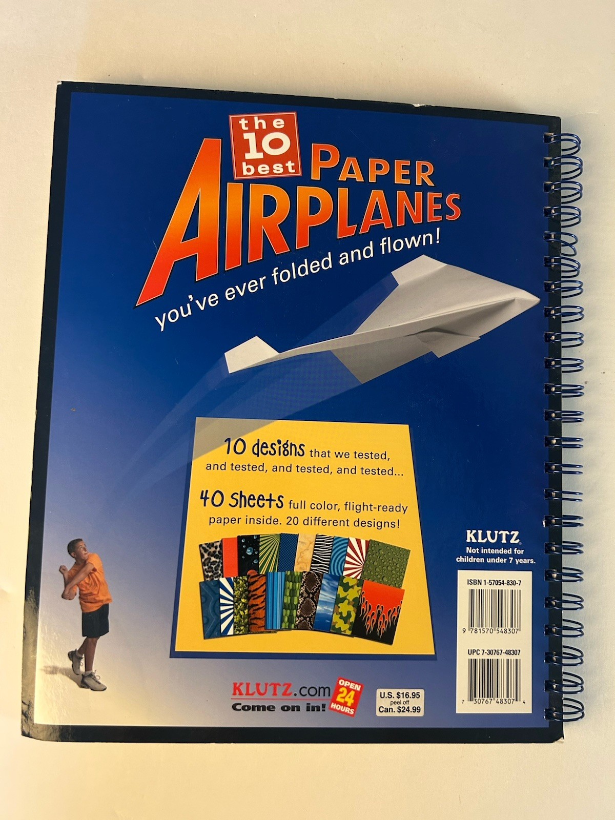 The Klutz Book of Paper Airplanes for Kids 40 sheets Age 7 plus