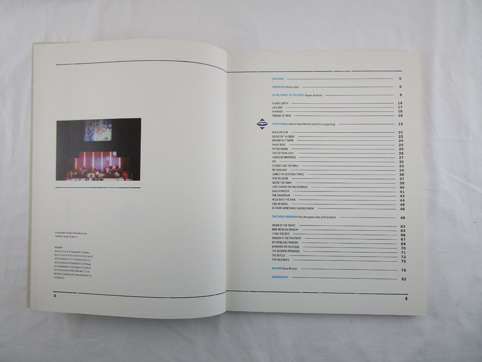 Duran Duran The Book Of Words & The Official Lyric Book Used