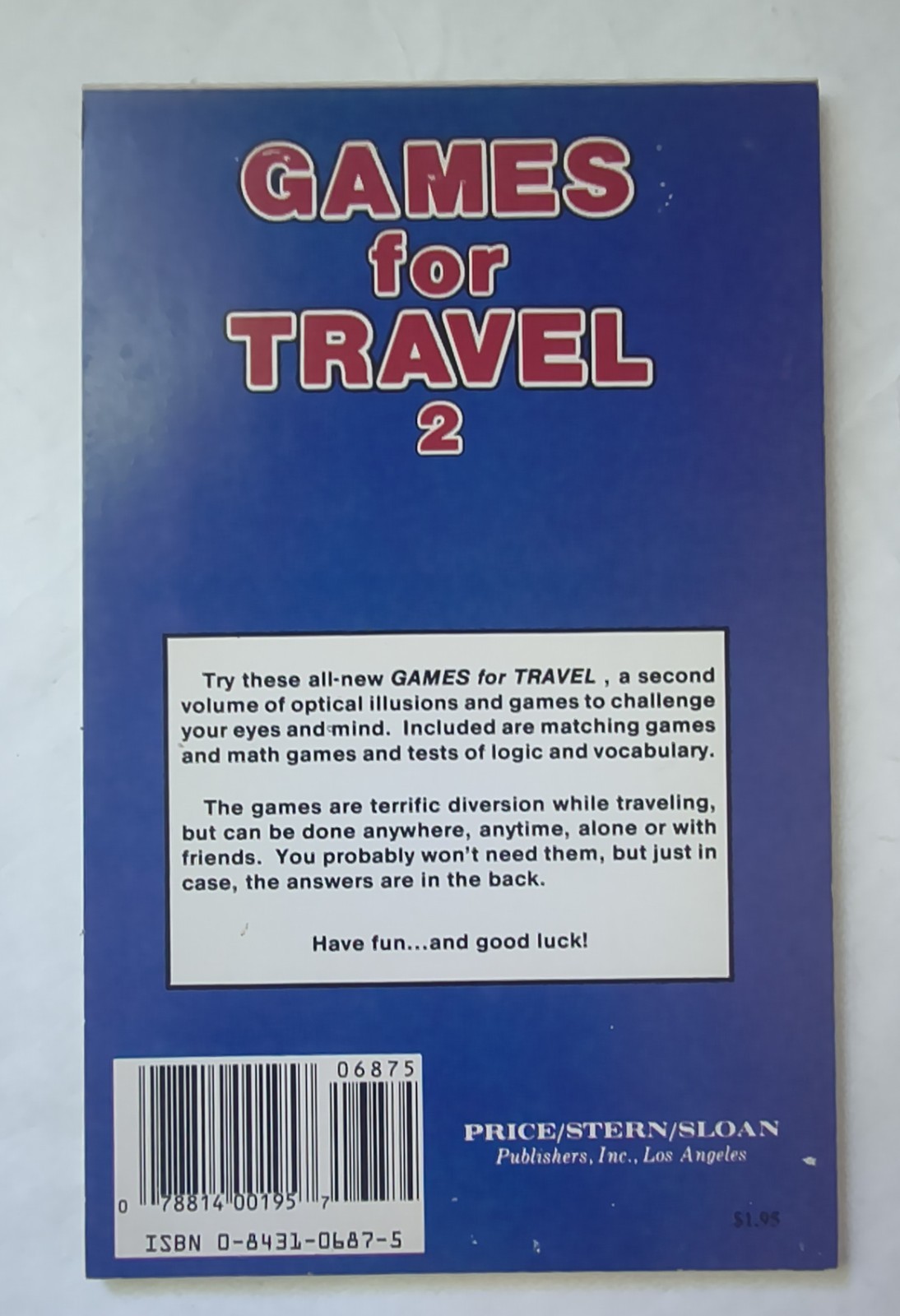 Games for Travel Paperback Richard Latta (1987, PB) HTF Unmarked