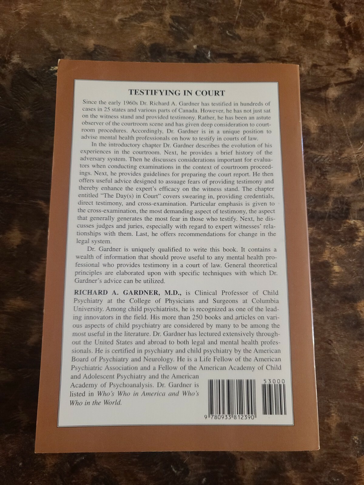 Testifying In Court By Richard A. Gardner, M.D. 1995 1st Ed