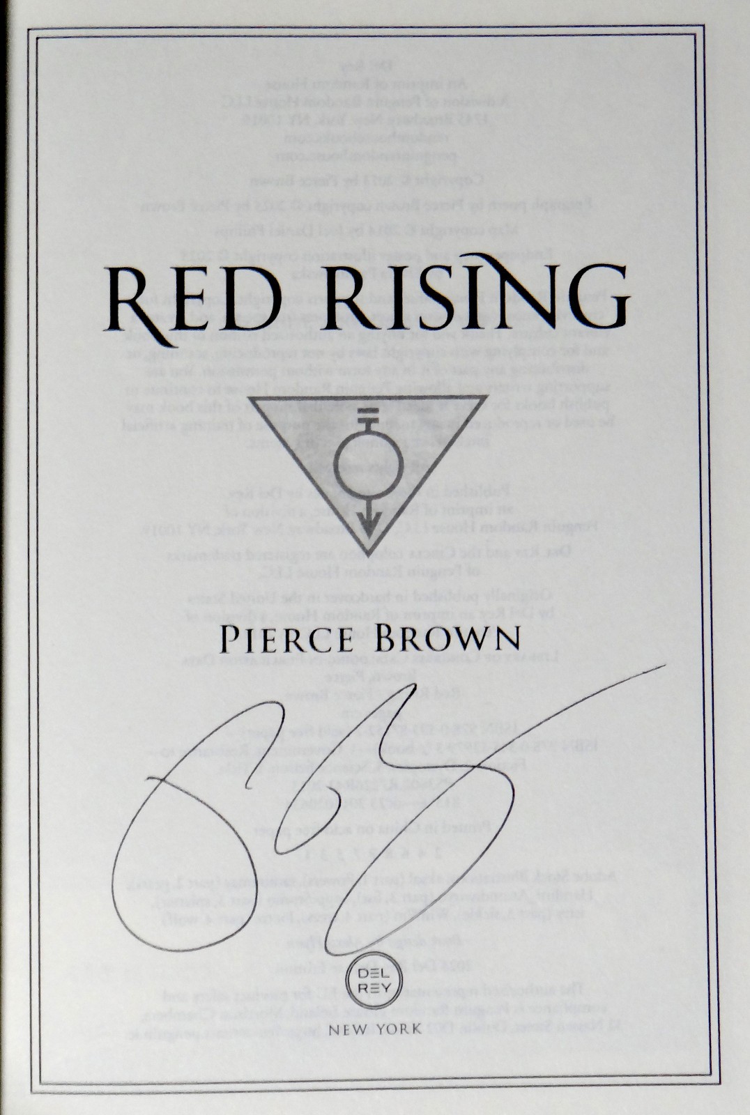 Pierce Brown SIGNED In Person Red Rising 1 Deluxe Slipcase Hardcover Edition 1st