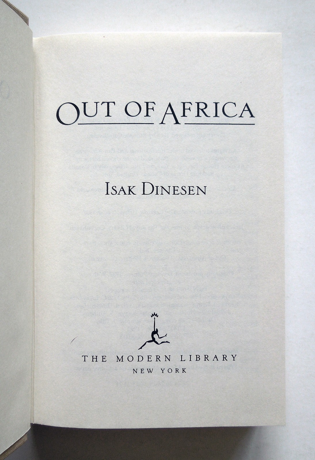 Out of Africa – Isak Dinesen, 1992 hc w/dj, The Modern Library