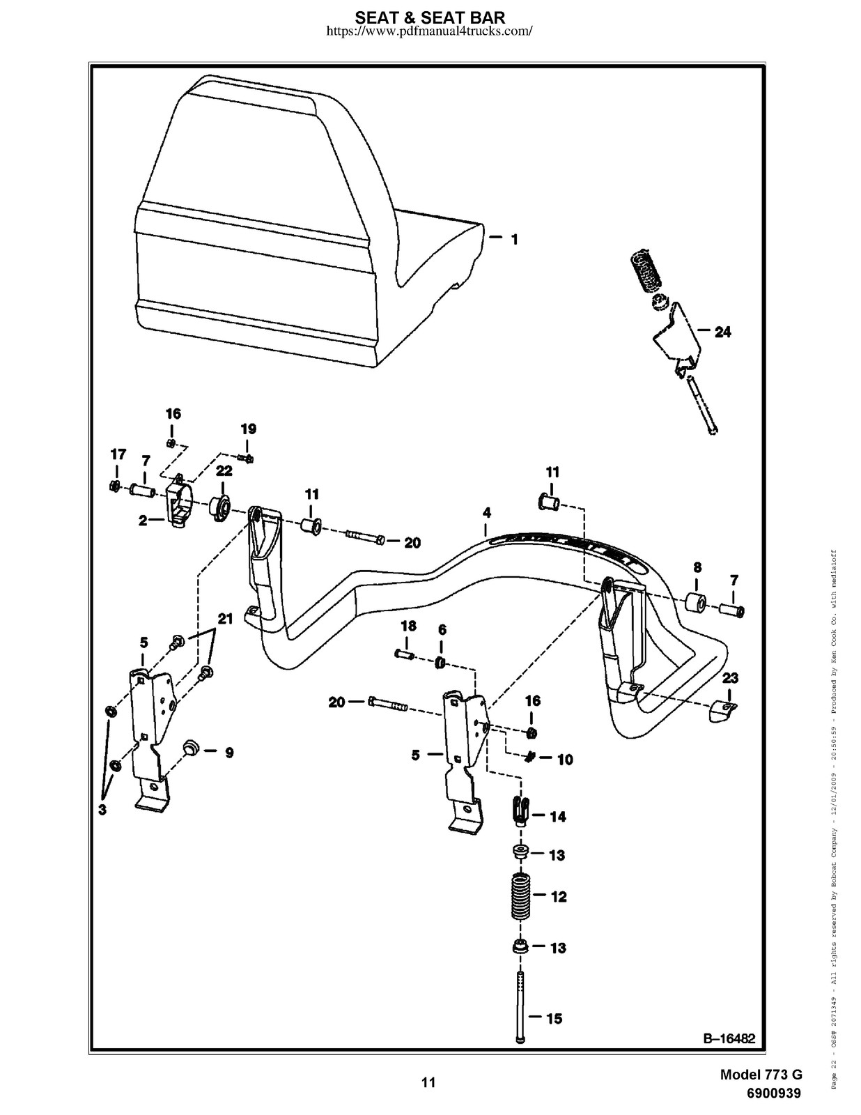 BOBCAT 773 G-Series Skid Steer Parts Manual 2009 SN 500K11001 Up – WIRE BOUND