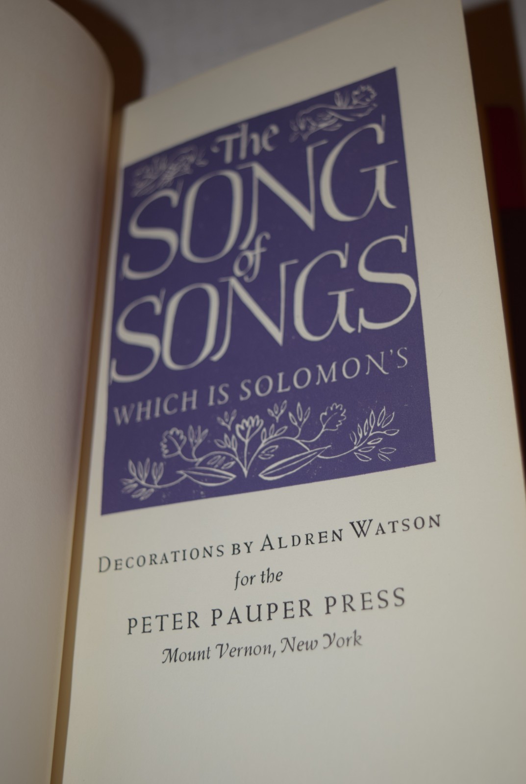 THE SONG OF SINGS WHICH IS SOLOMONS – HC/DJ – Peter Pauper Press