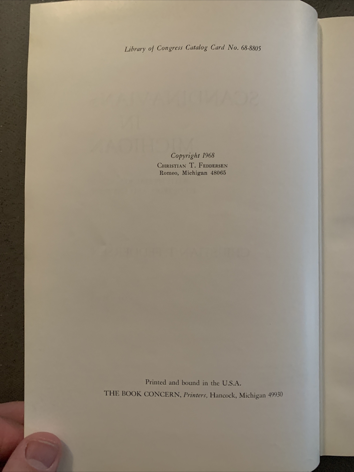 Scandinavians in Michigan Christian Feddersen 1968 History 297 Pages HC