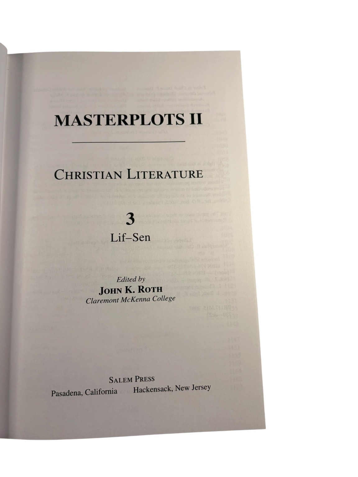 Masterplots II Christian Literature John K. Roth 2008 First Printing 4 Vol Set