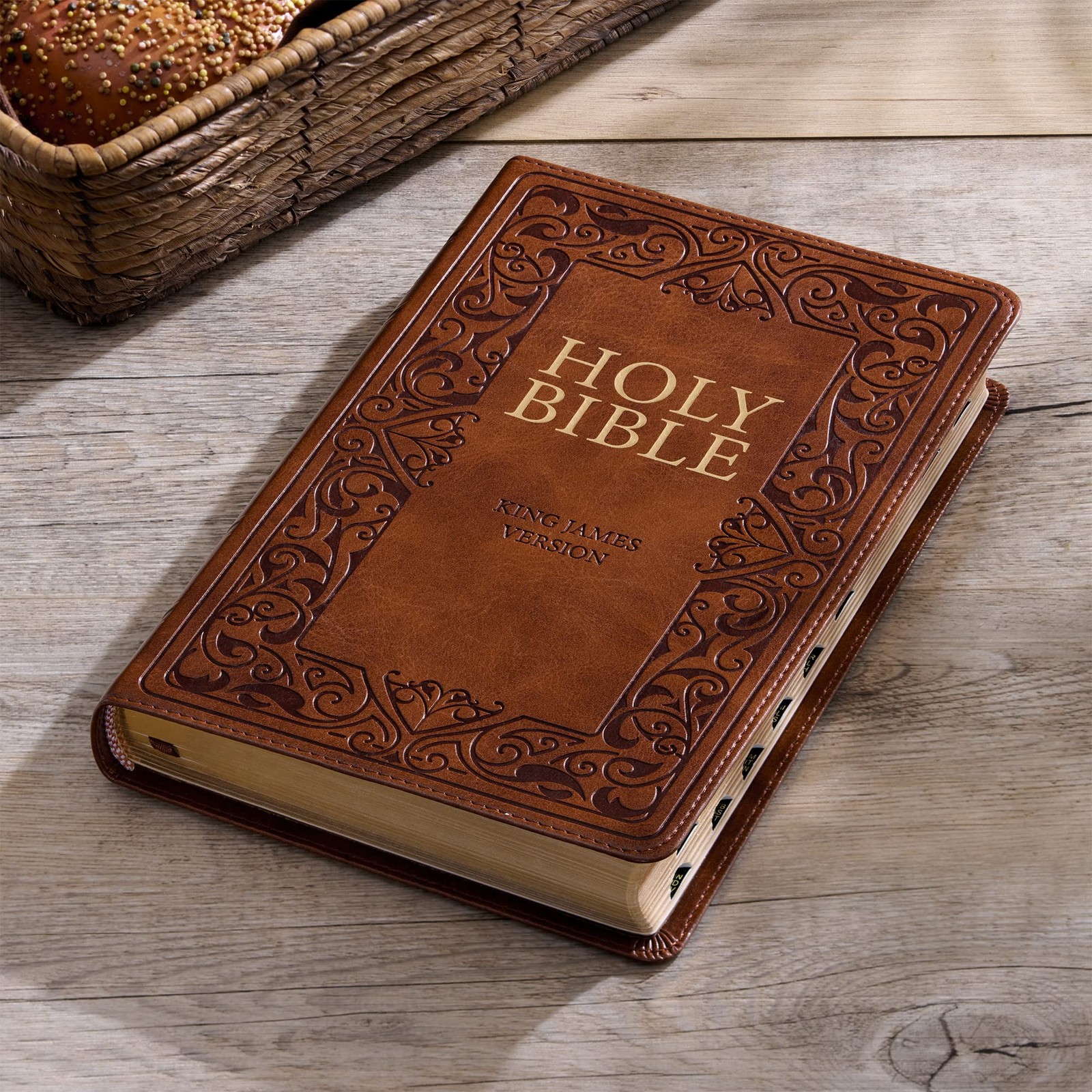 Medium Brown KJV Deluxe Bible with Thumb Index BRAND NEW in Shrink Wrap