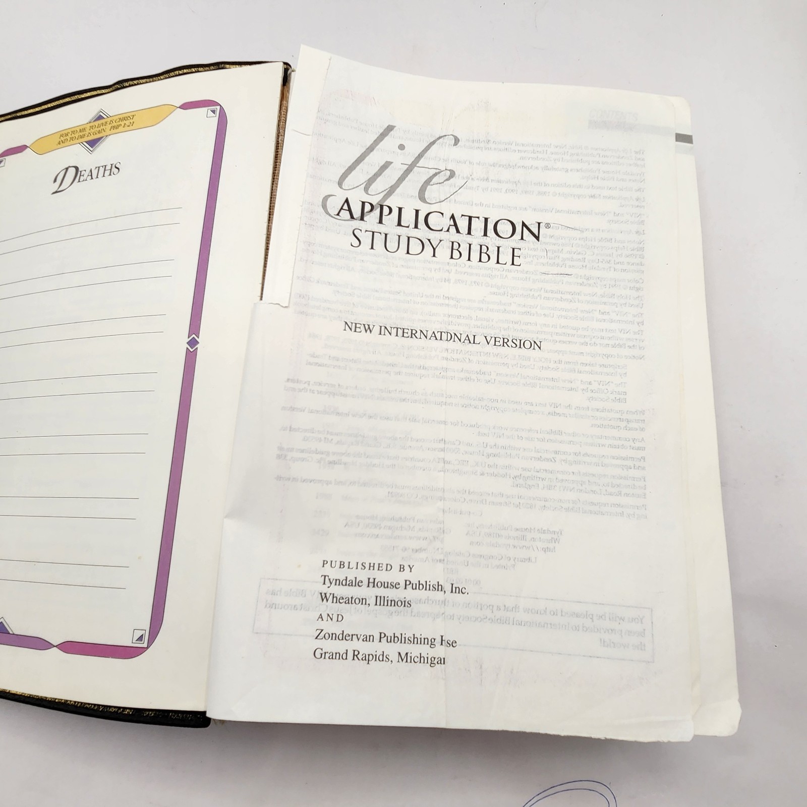 Life Application Study Bible NIV Zondervan 1991 Leather Religious Religion Book