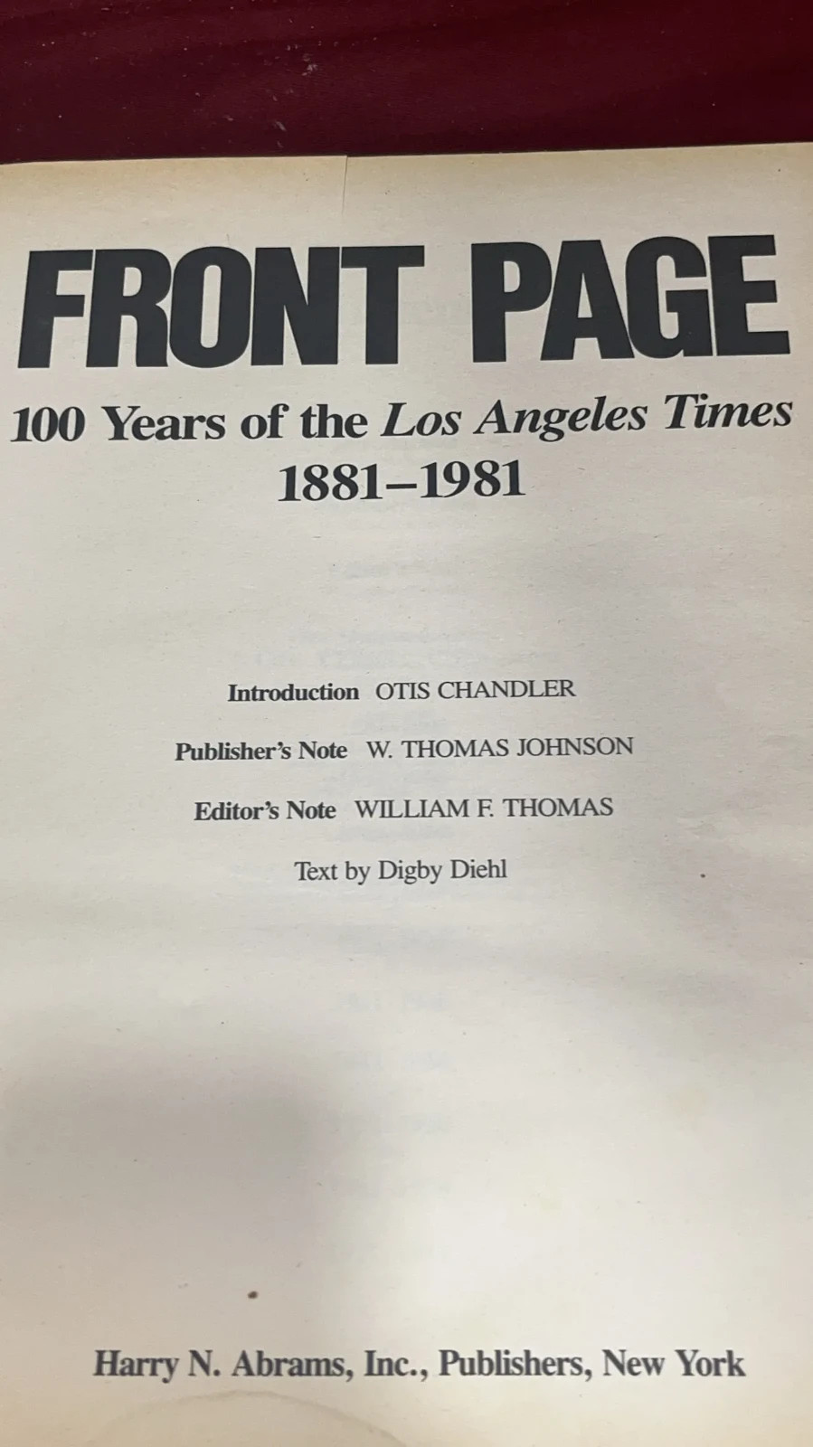 Front Page A Collection Of Historical Headlines From The LA Times 1881-1981