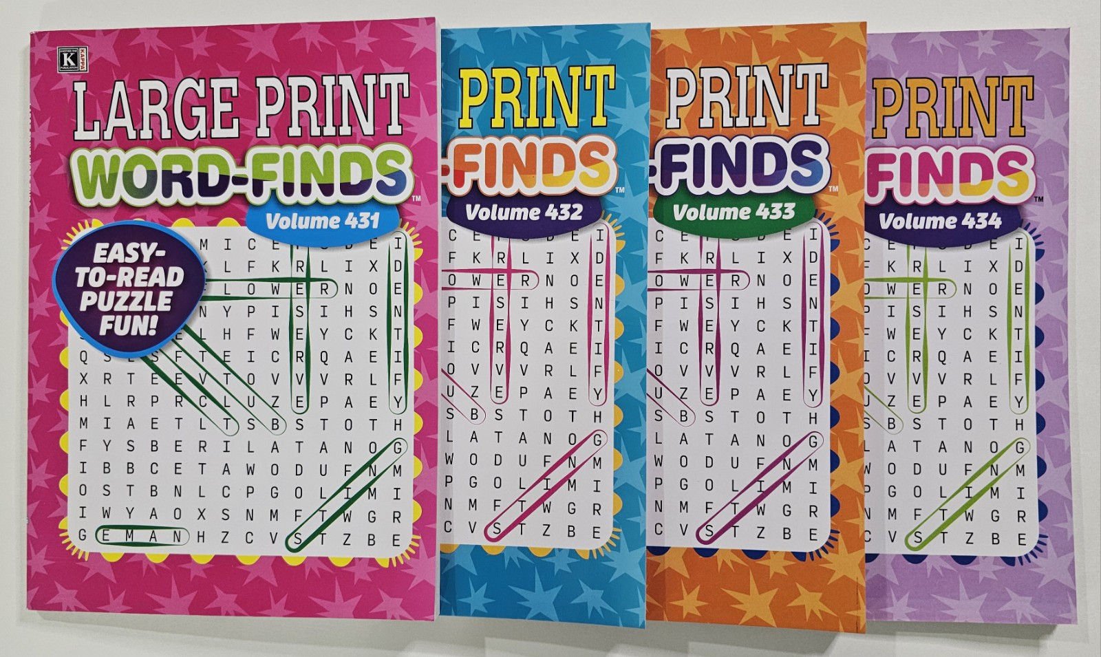 4 Large Print Word-Finds Puzzle Books Kappa Games Vol #431-434 ~ 80 Puzzles Each