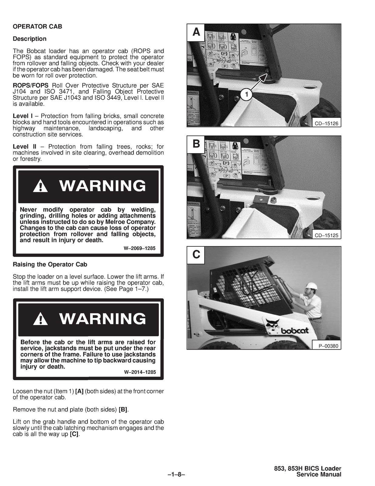 BOBCAT 853 Service Manual 1995 SN 508418001 Up – BOUND – COVERS – XL FOLDOUTS