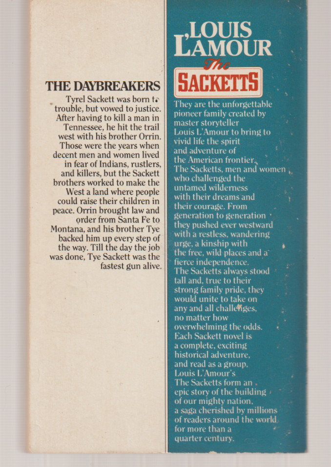 The Daybreakers 1988 54th Bantam Louis L’amour The Sacketts