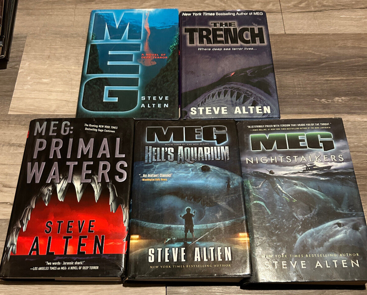 MEG Series Set Lot Steve Alten HARDCOVER NOVEL AUTHENTIC JAWS SHARK Megalodon