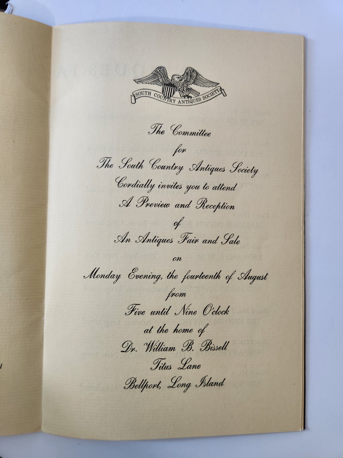 Antiques Society Benefit Booklet/Program Brookhaven Hospital Long Island NY