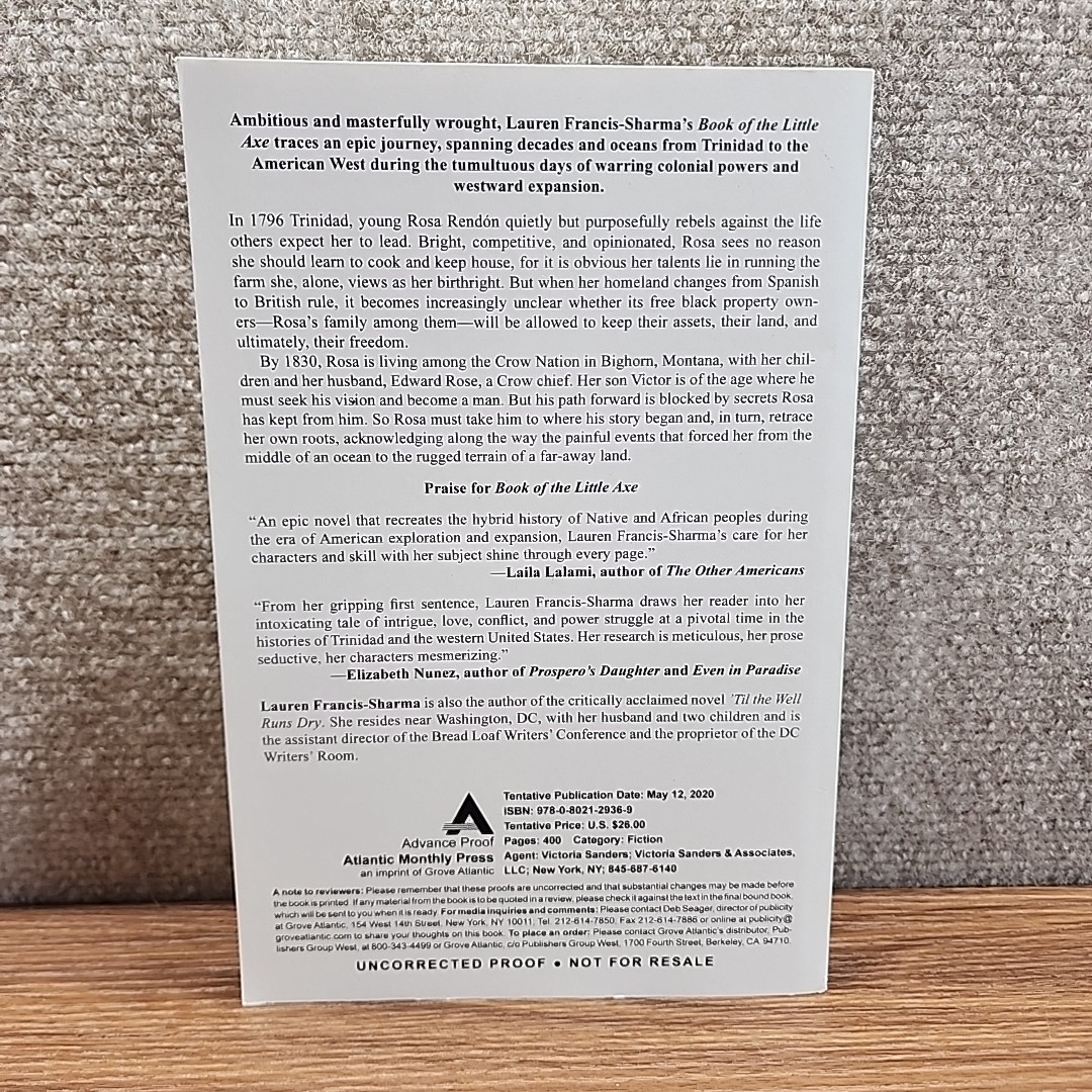 Book of the Little Axe Paperback Uncorrected Proof Novel Arc Copy First Edition