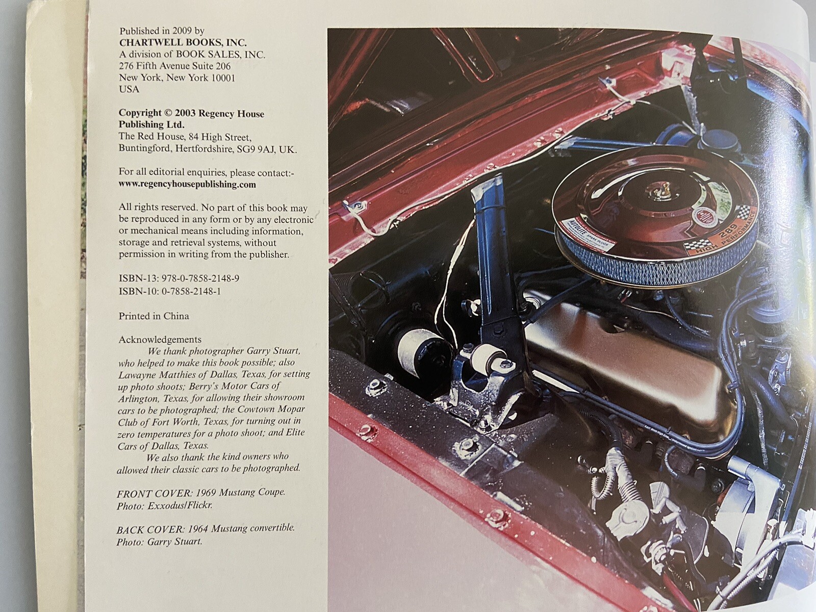 Mustang Book – 444 Pages -Author Peter Henshaw, Chartwell Books Inc 2010 Edition